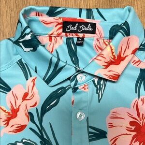 Bad Birdie Men's Tropical Floral Shirt - Teal and Coral